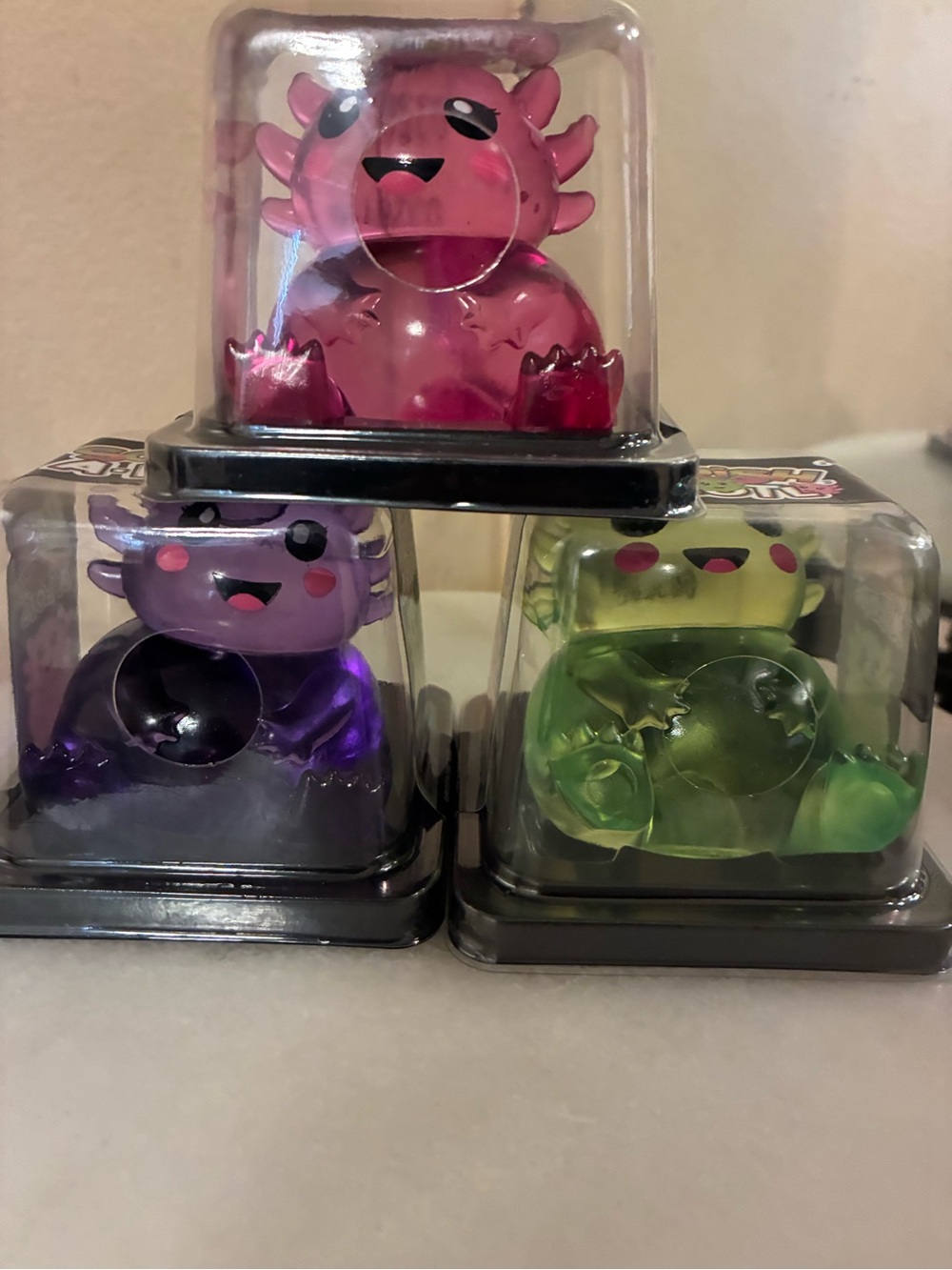 Axolotl Figure Toy - Pink, Purple & Green Set of 3